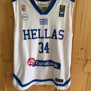 GSA Giannis Antetokounmpo Greece Hellas National Team Jersey 34 White Mens L